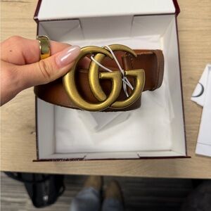 Gucci Brown Belt with Gold GG Buckle